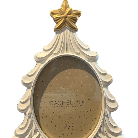 RACHEL ZOE Round Picture Frame Christmas Tree Shaped Gold Star 10 1/2" PRETTY - Picture 3 of 8